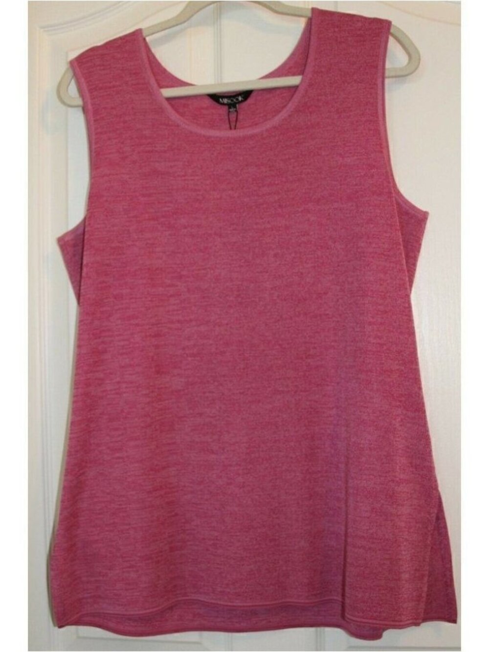 Knit Top Sleeveless Pink Wrinkle Free Tunic Side Slits